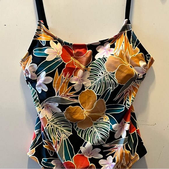 HURLEY BLACK MULTI ONE PC REMOVABLE CUPS UPF 50 SWIMSUIT size small - Picture 2 of 7